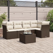 vidaXL Set Divano da Giardino 6 pz con Cuscini Marrone in Polyrattan