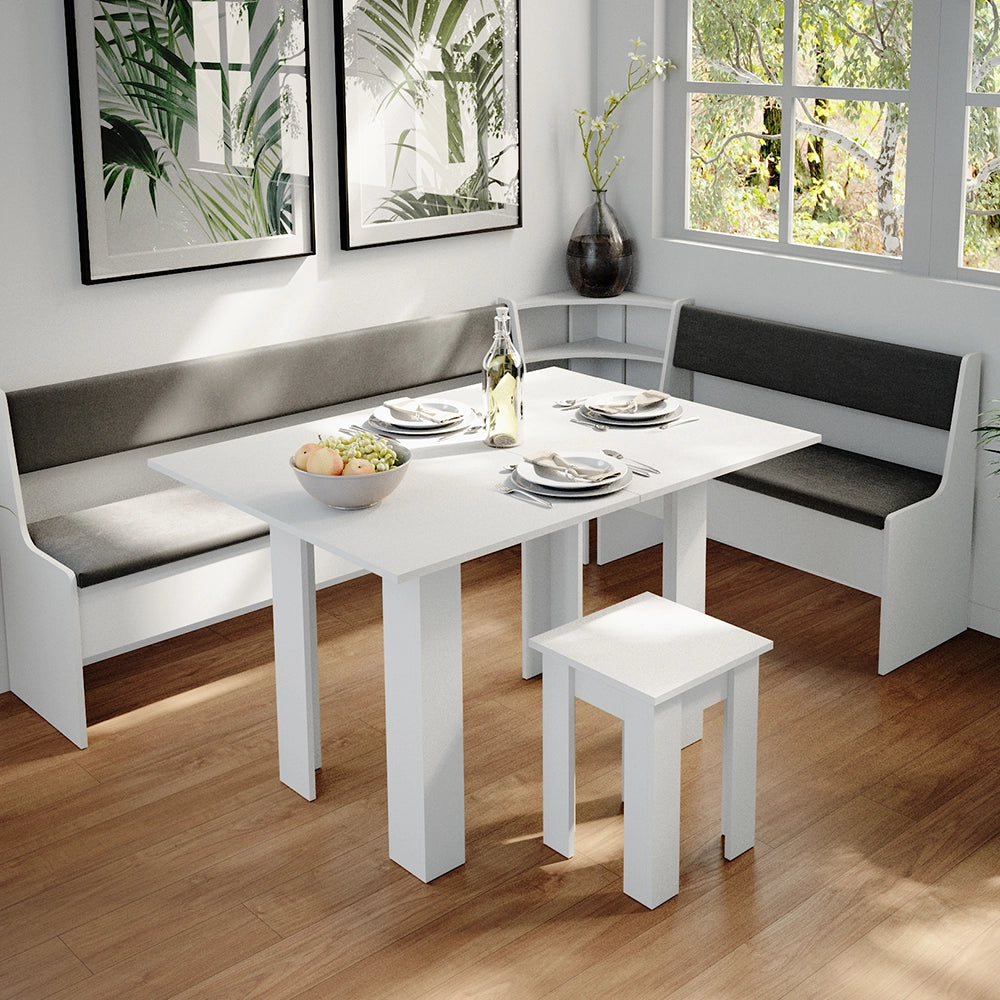 Vicco Gruppo panca ad angolo Bianco 210 x 41.5 cm con tavolo