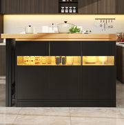Tavolo bar estensibile LED girevole 120-180 cm con vano