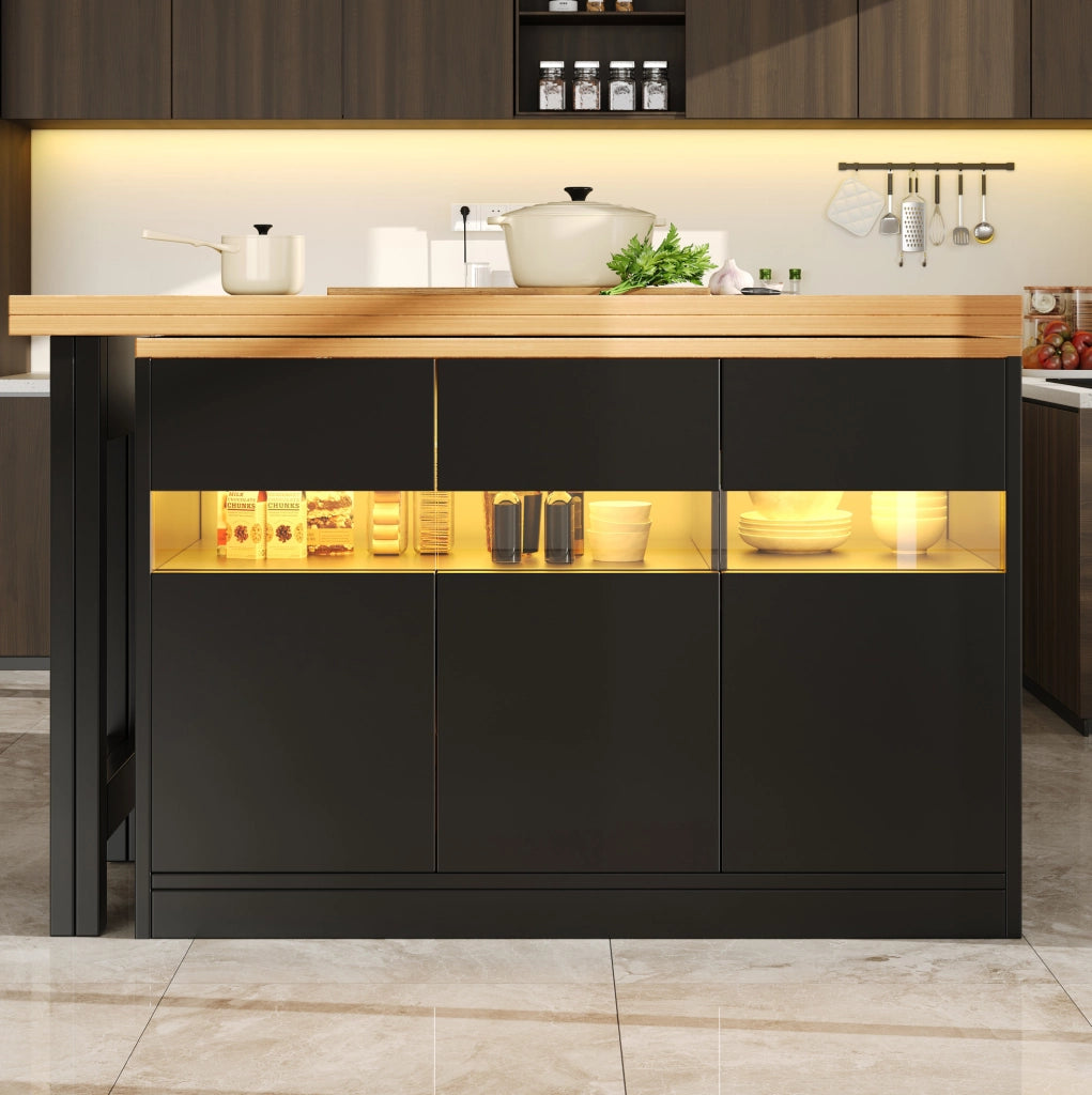 Tavolo bar estensibile LED girevole 120-180 cm con vano