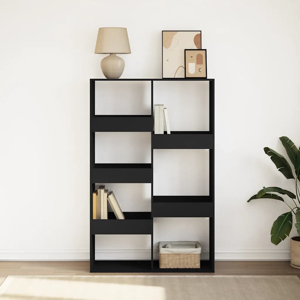 Libreria-Scaffale per Libri-Mobile di Stoccaggio Nera 100x33x155,5 cm in Legno Multistrato