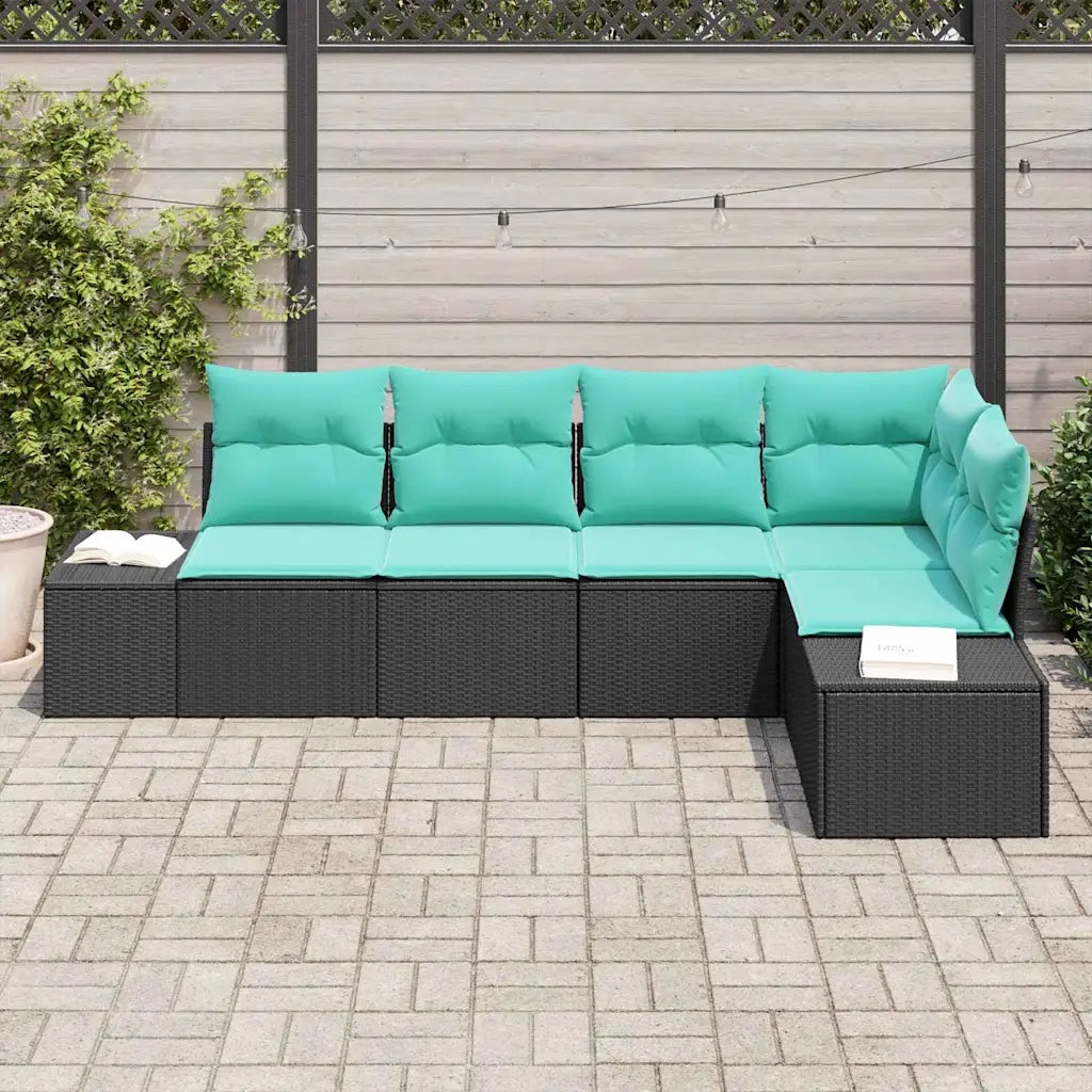Set Divano da Giardino 5 pz Nero polyrattan 3347066
