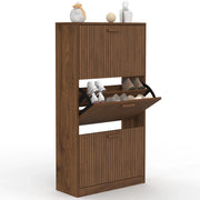 IDMarket - Scarpiera JULIETTE 18 pezzi, 3 ante a doghe, doghe in legno color noce