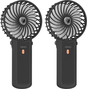 Ventilatore portatile mini 2 pezzi caricabile via USB con 4 velocità e 5,5-16 ore di tempo di funzionamento 180° di rotazione ventilatore pieghevole piccolo per casa ufficio viaggio nero con lunga durata della batteria