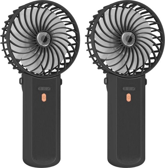Ventilatore portatile mini 2 pezzi caricabile via USB con 4 velocità e 5,5-16 ore di tempo di funzionamento 180° di rotazione ventilatore pieghevole piccolo per casa ufficio viaggio nero con lunga durata della batteria