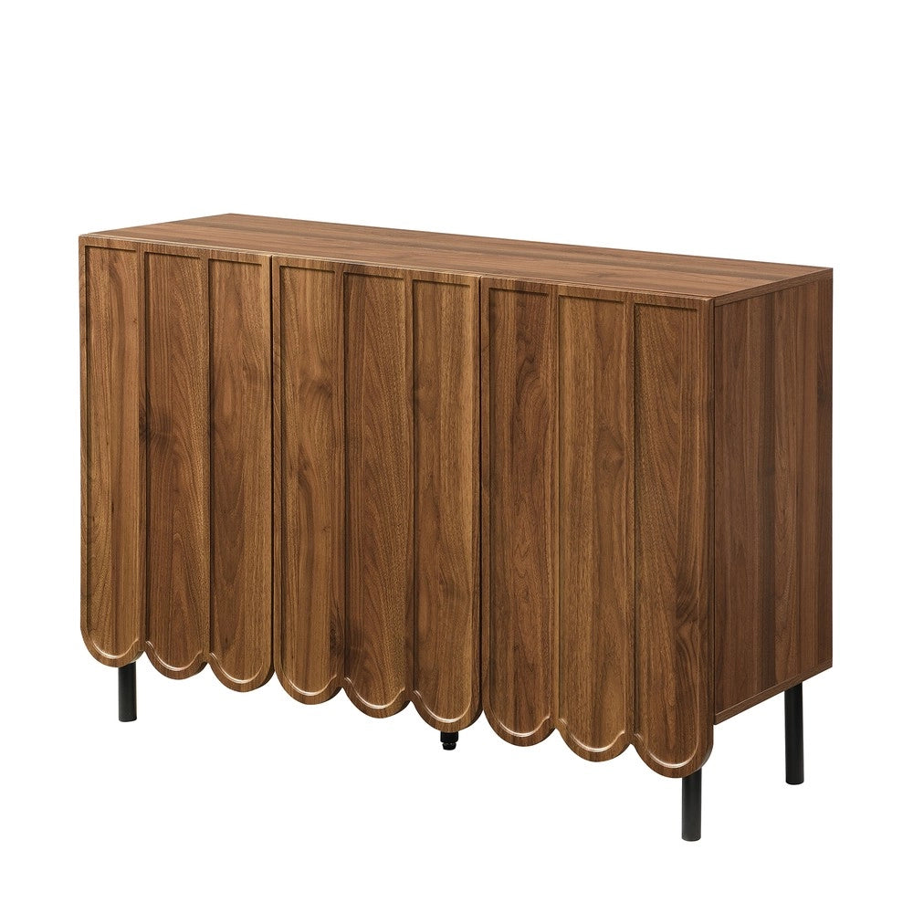 Credenza Moderna con Ante Ondulate ¨C MINIMAL ¨C Legno, Ripiani Regolabili, 120x35x80 cm
