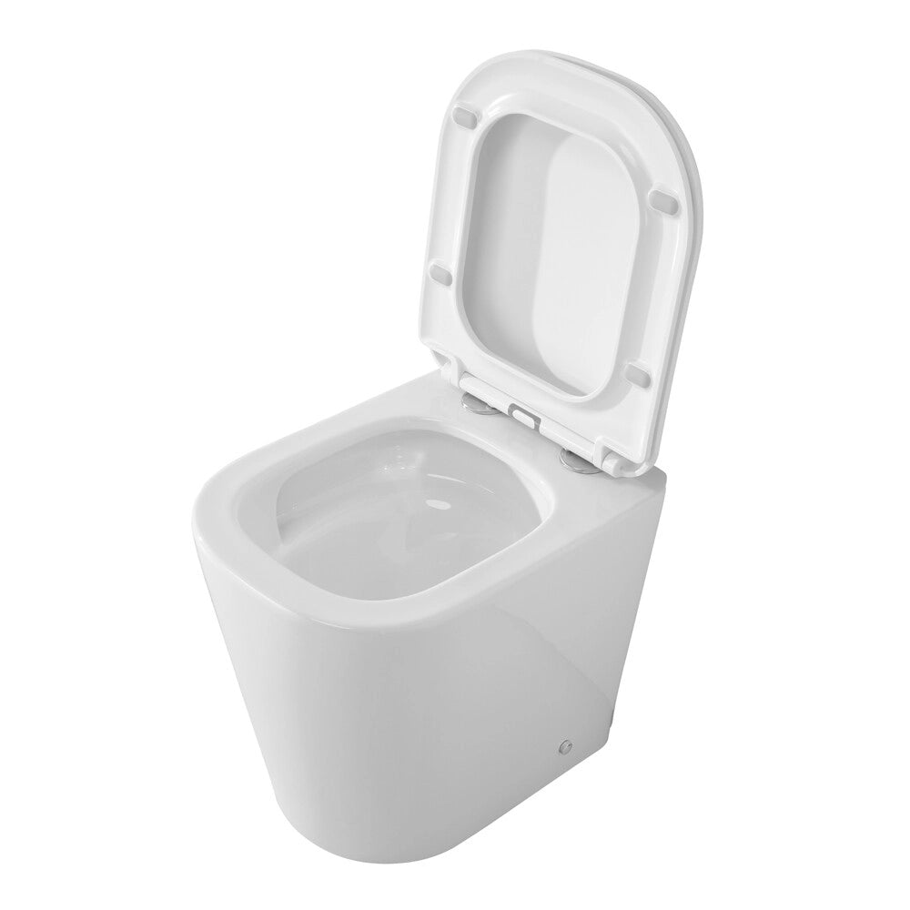 Wc filo muro profondità 48cm con scarico a terra tornado e sedile soft close Atami
