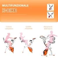 Cyclette Pieghevole con Resistenza Magnetica 8 Livelli, Sensore di Frequenza Cardiaca, Volano 2.5kg, Arancione