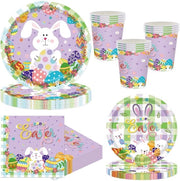 Set di servizio da 68 pezzi - Stampa di uovo di pasqua - Piatti, tazze e tovaglie in carta - Servizio da tavola per feste - Ideale per le feste di Pasqua - Atmosfera allegra - Servizio da tavola per feste