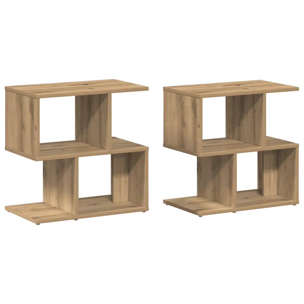 Comodini 2pz-Set di 2 Tavolino da notte Rovere Artigianale 50x30x51,5 cm Legno Multistrato