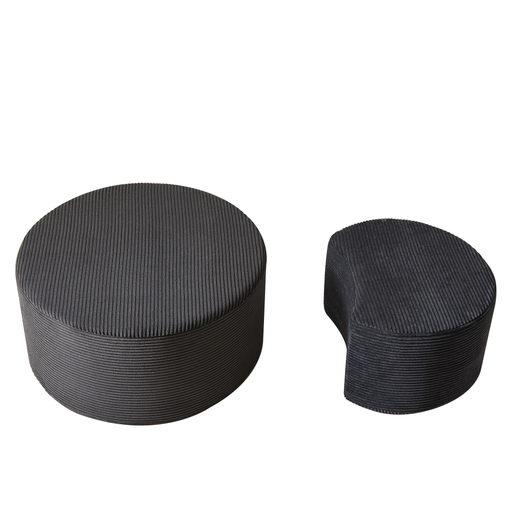 TAVOLINO Set da 2 pezzi rotondo in tessuto nero 84 x 28 x 28 cm
