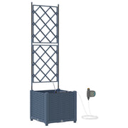 Fioriera da giardino moderna con irrigazione 40 x 40 x 142 cm acciaio grigio 02_0058570