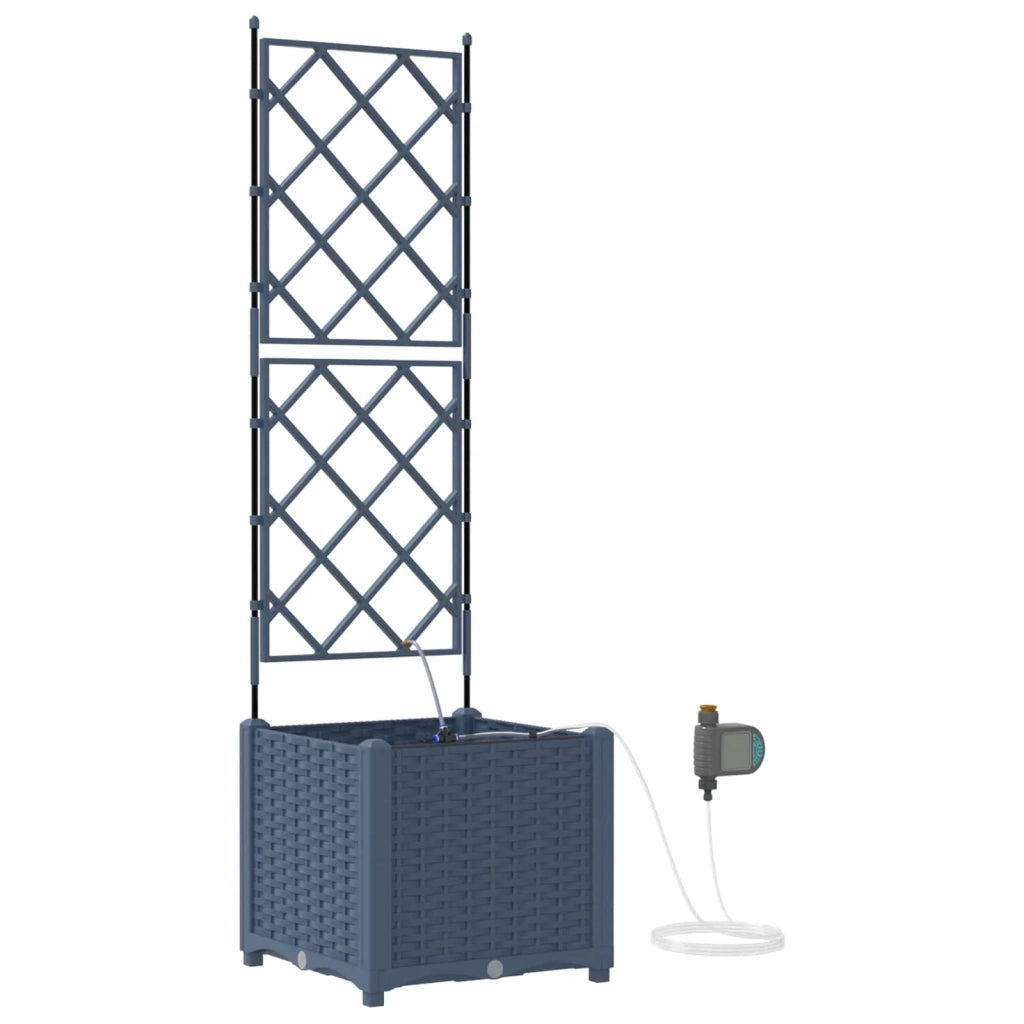Fioriera da giardino moderna con irrigazione 40 x 40 x 142 cm acciaio grigio 02_0058570