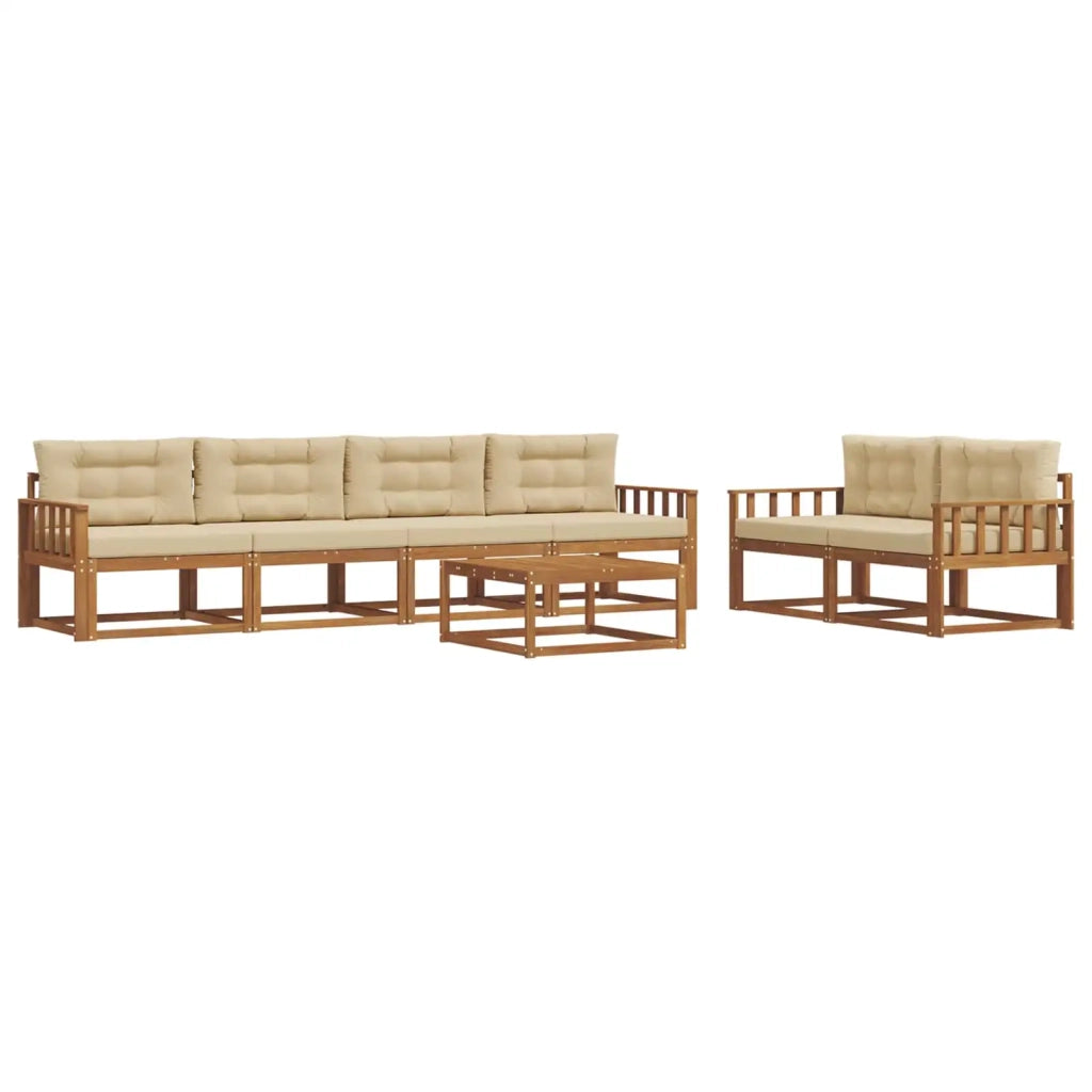 Set di divani da esterno con cuscino 7 pcs Naturale e Beige 3367226