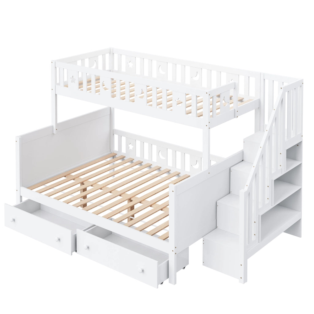 LETTO A CASTELLO PER BAMBINI 90x200/140x200 cm BIANCO IN LEGNO MASSICCIO