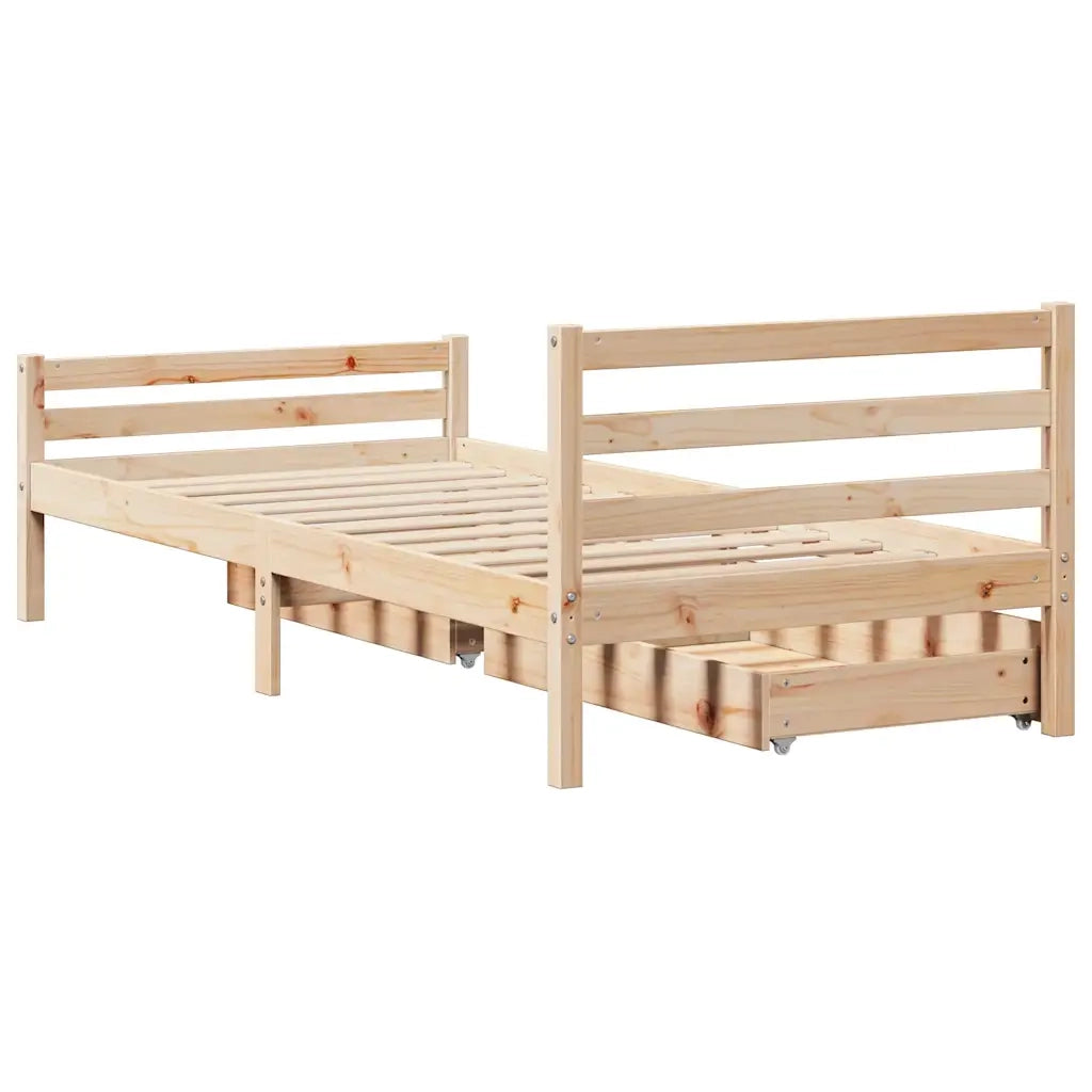 Giroletto senza Materasso-Struttura Letto 100x200 cm in Legno Massello di Pino 400917