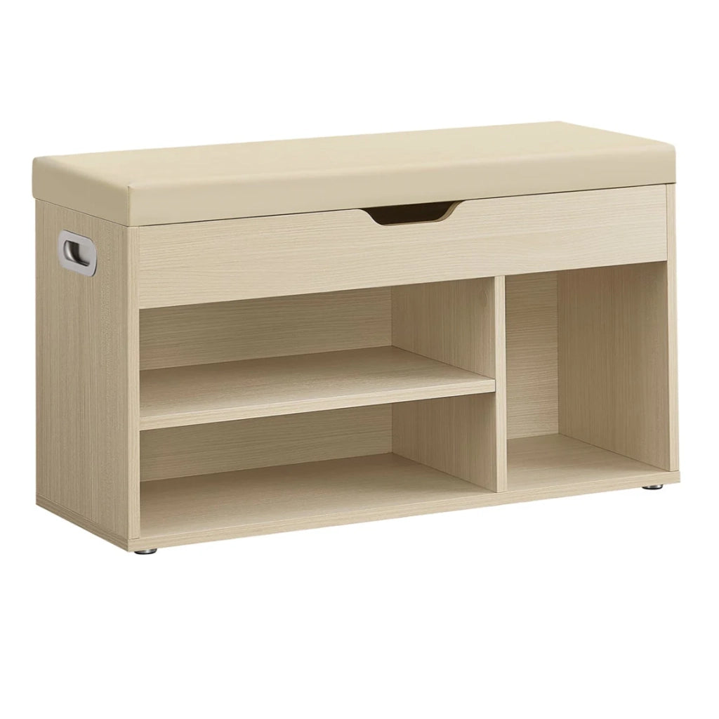 Panca portascarpe imbottita panca contenitore con 3 scomparti ripiani nascosti per soggiorno ingresso camera da letto capacità di carico 150 kg beige 12_0004108
