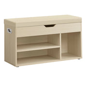 Panca portascarpe imbottita panca contenitore con 3 scomparti ripiani nascosti per soggiorno ingresso camera da letto capacità di carico 150 kg beige 12_0004108
