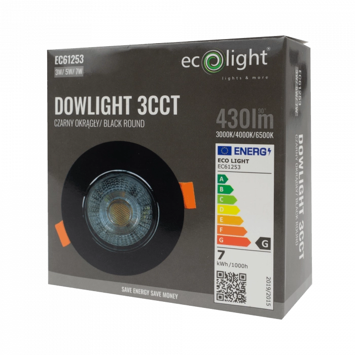 Faretto incasso LED CCT nero rotondo Ecolight