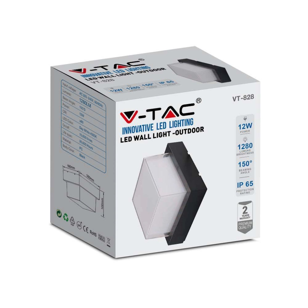 Luce da parete a LED da 12 W 3000K, nero