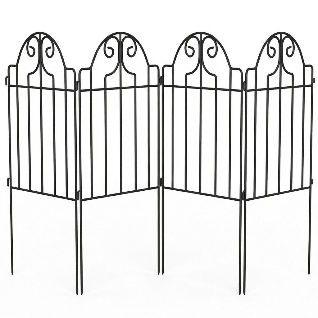 Set 4 Vallas Giardino in Metallo ¨C zephmum ¨C Nero 125x57 cm