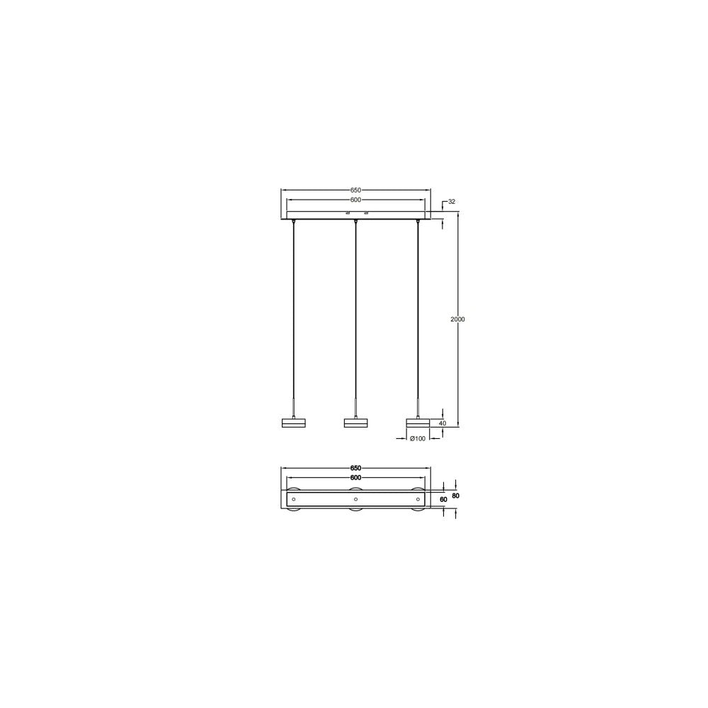 Lampada a sospensione Dunk 3 luci Fabas Luce - LED 24W dimmerabile - Alluminio Spazzolato Design lineare