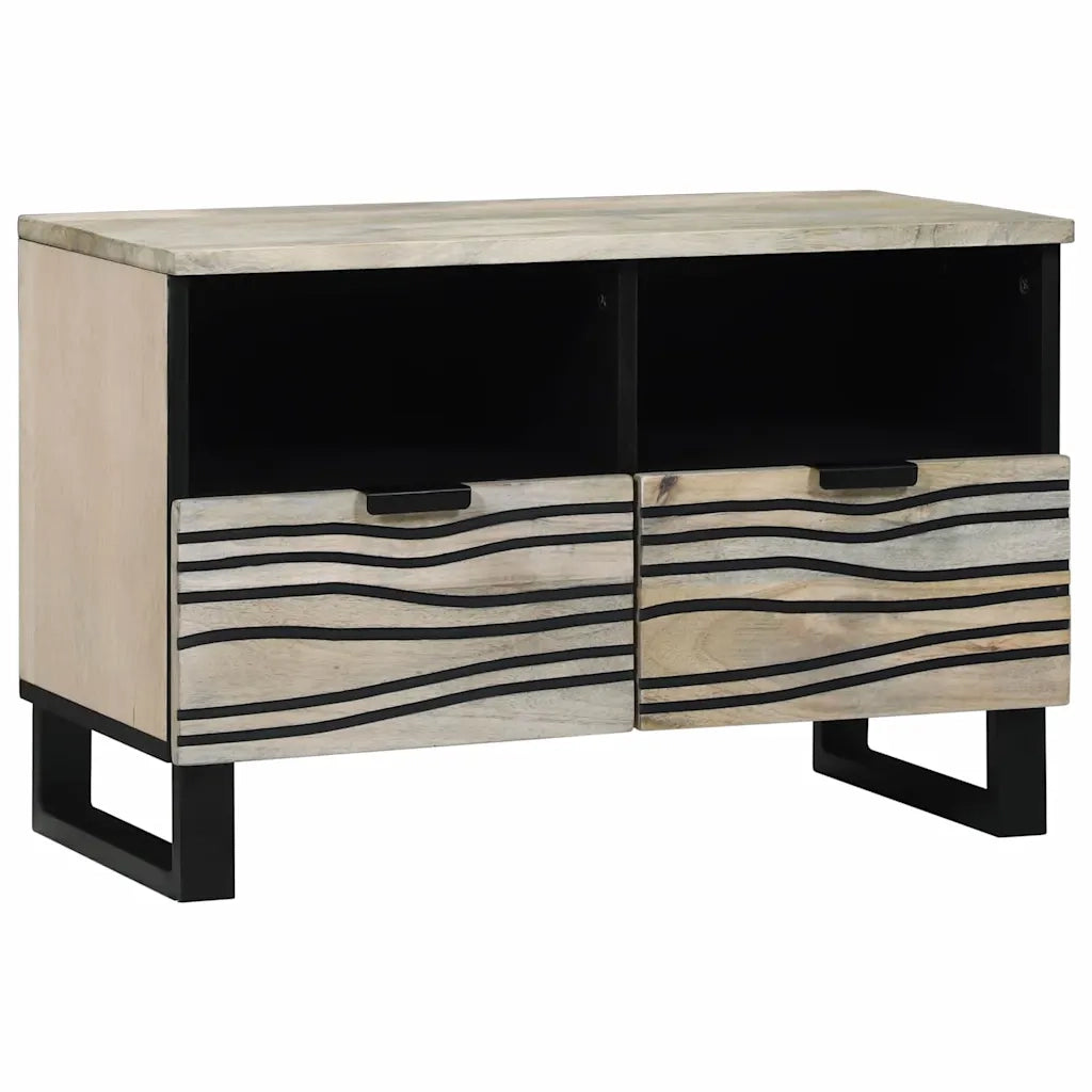 vidaXL Armadietto TV Bianco 70 x 33 x 46 cm legno massello di mango