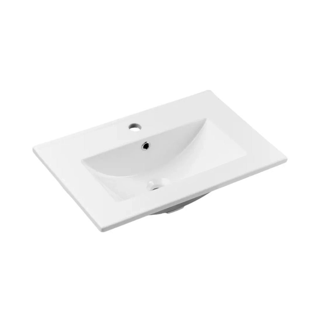 Set da bagno ELVINA 60cm: mobile sottolavabo con armadietti verde salvia grigio + lavabo incassato bianco