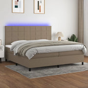 Letto a Molle Materasso e LED tortora 200x200cm in Tessuto 3134905