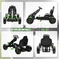 Kart a pedali per bambini, karting bambino 3-6 anni con frizione automatica, freno, ruote EVA antiscivolate, verde