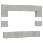 Set di mobili da 8 pezzi tra cui armadio credenza mobile TV televisore per soggiorno camera da letto salotto legno ingegnerizzato grigio 02_0025250