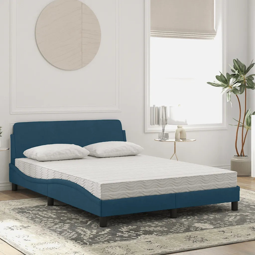 Letto con Materasso Dover Blu 120x200 cm in Velluto 3208375