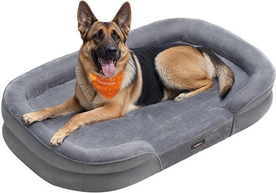 Letto per cani, cuscino per cani, per cani extra grandi, 122 x 85 x 20 cm, ortopedico, rivestimento impermeabile, bordi sollevati, rimovibile, copertura lavabile, antiscivolo, colore grigio chiaro PGW284G01