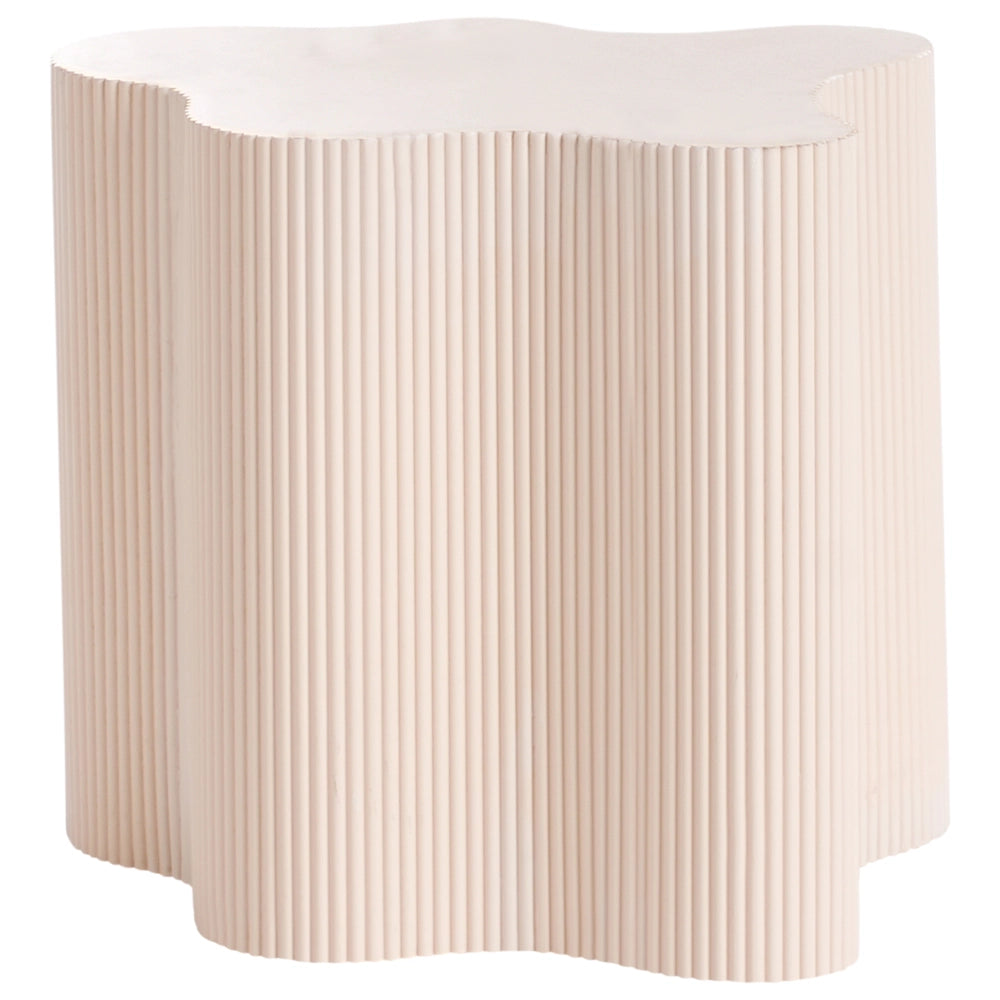 Tavolino con piano in MDF bianco design scanalato 40 x 50 cm Bianco Sporco stile moderno Soggiorno
