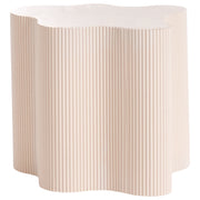Tavolino con piano in MDF bianco design scanalato 40 x 50 cm Bianco Sporco stile moderno Soggiorno