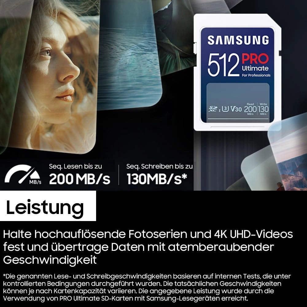 PRO Ultimate Scheda SD 256 GB, UHS-I U3, Full HD & 4K UHD, 200 MB/s di lettura, 130 MB/s di scrittura, scheda di memoria per fotocamera, PC, drone o action cam, incl. lettore di schede USB