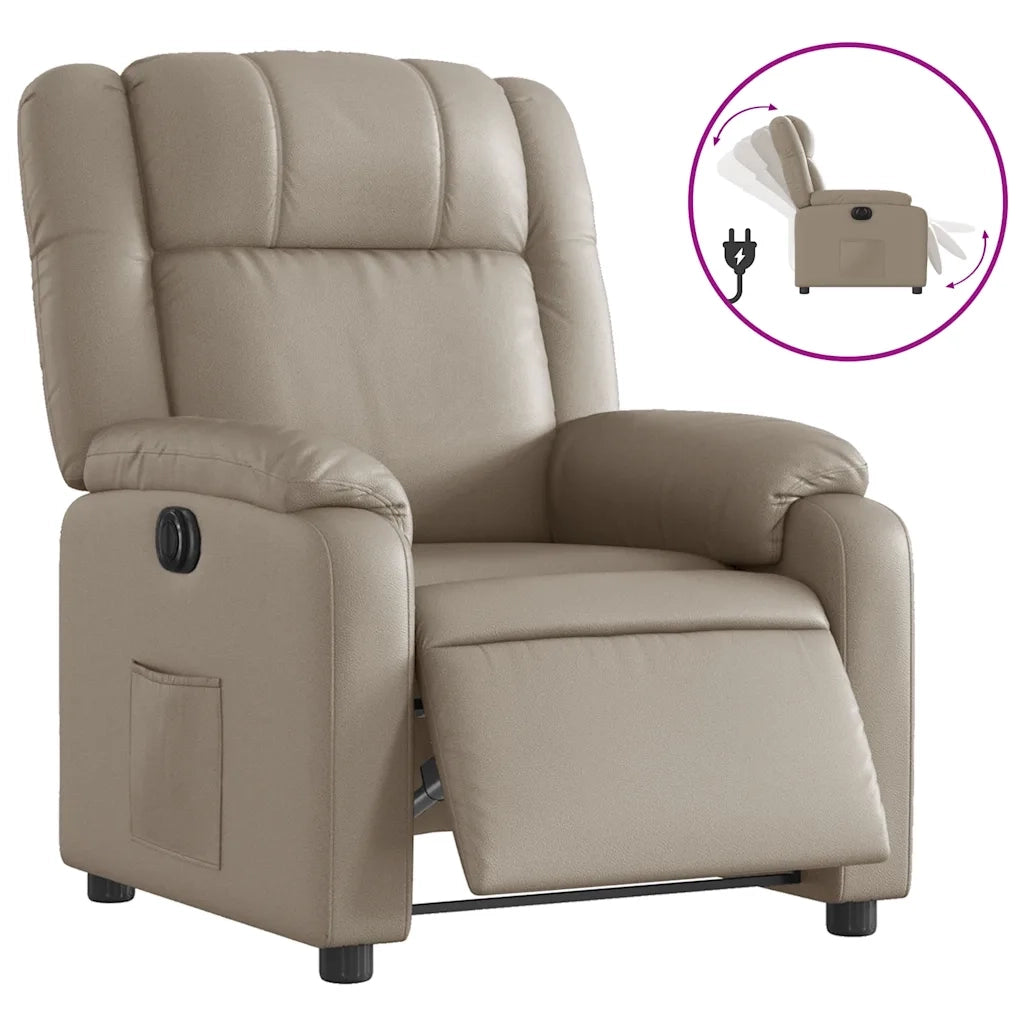 Divano Sedia-Poltrona Reclinabile Elettrica Cappuccino in Similpelle 517526