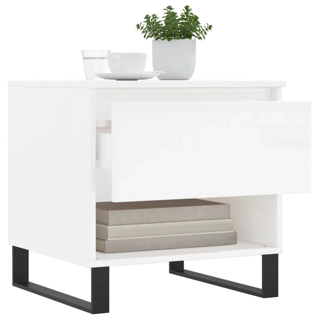 Tavolini Salotto 2pz Bianco Lucido 50x46x50cm Legno Multistrato 830929