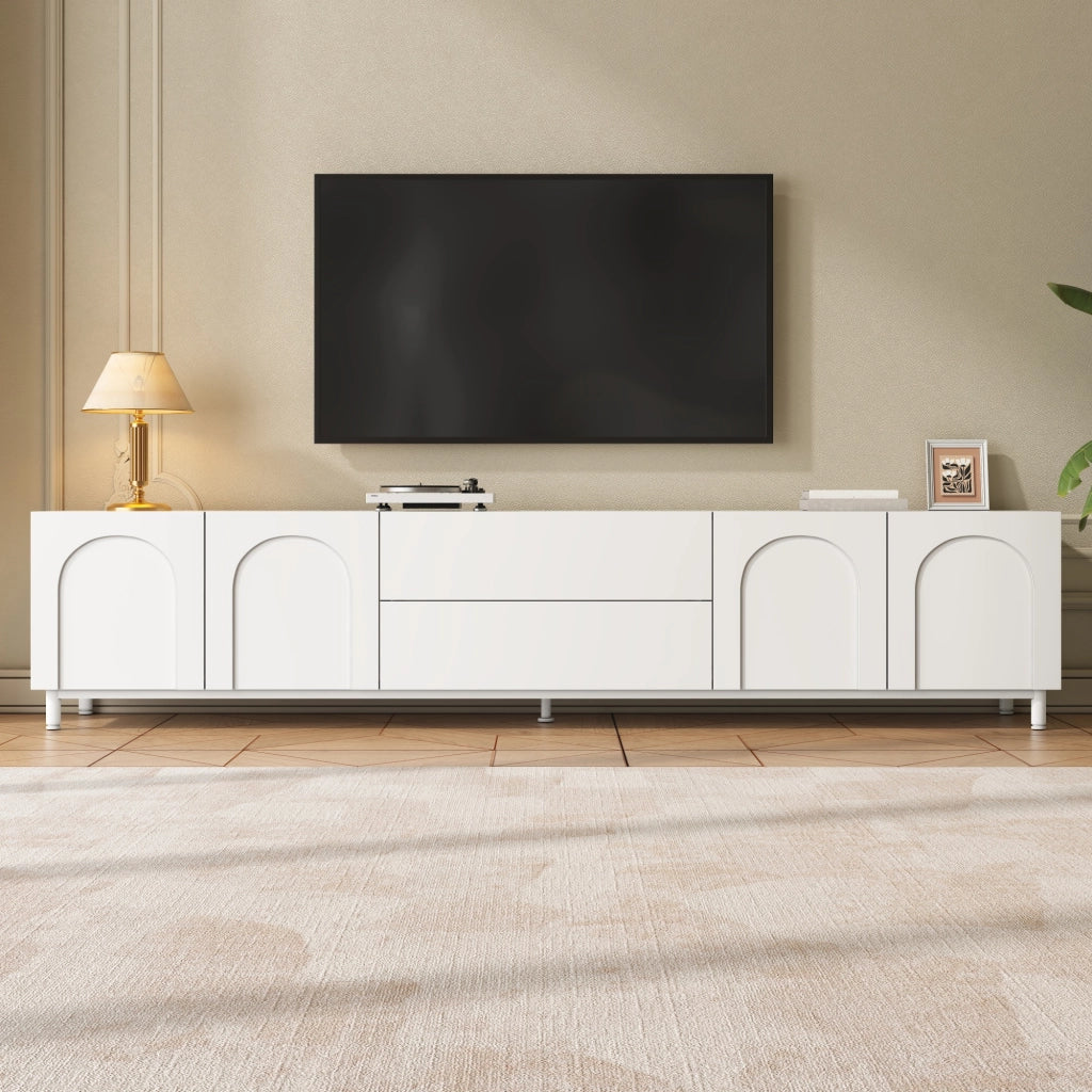 Mobile TV con 4 ante e 2 cassetti; passacavi; per soggiorno; in MDF e truciolare; 180×40×48 cm