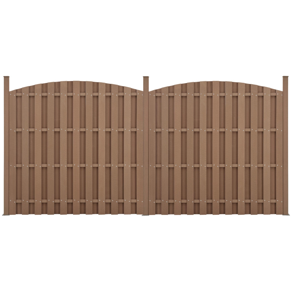 Set di 2 Pannelli Steccato ad Arco con Doghe in WPC e Base in Acciaio (AxL)185x376 cm - Marrone NEU.HOLZ