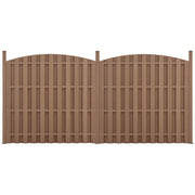 Set di 2 Pannelli Steccato ad Arco con Doghe in WPC e Base in Acciaio (AxL)185x376 cm - Marrone NEU.HOLZ