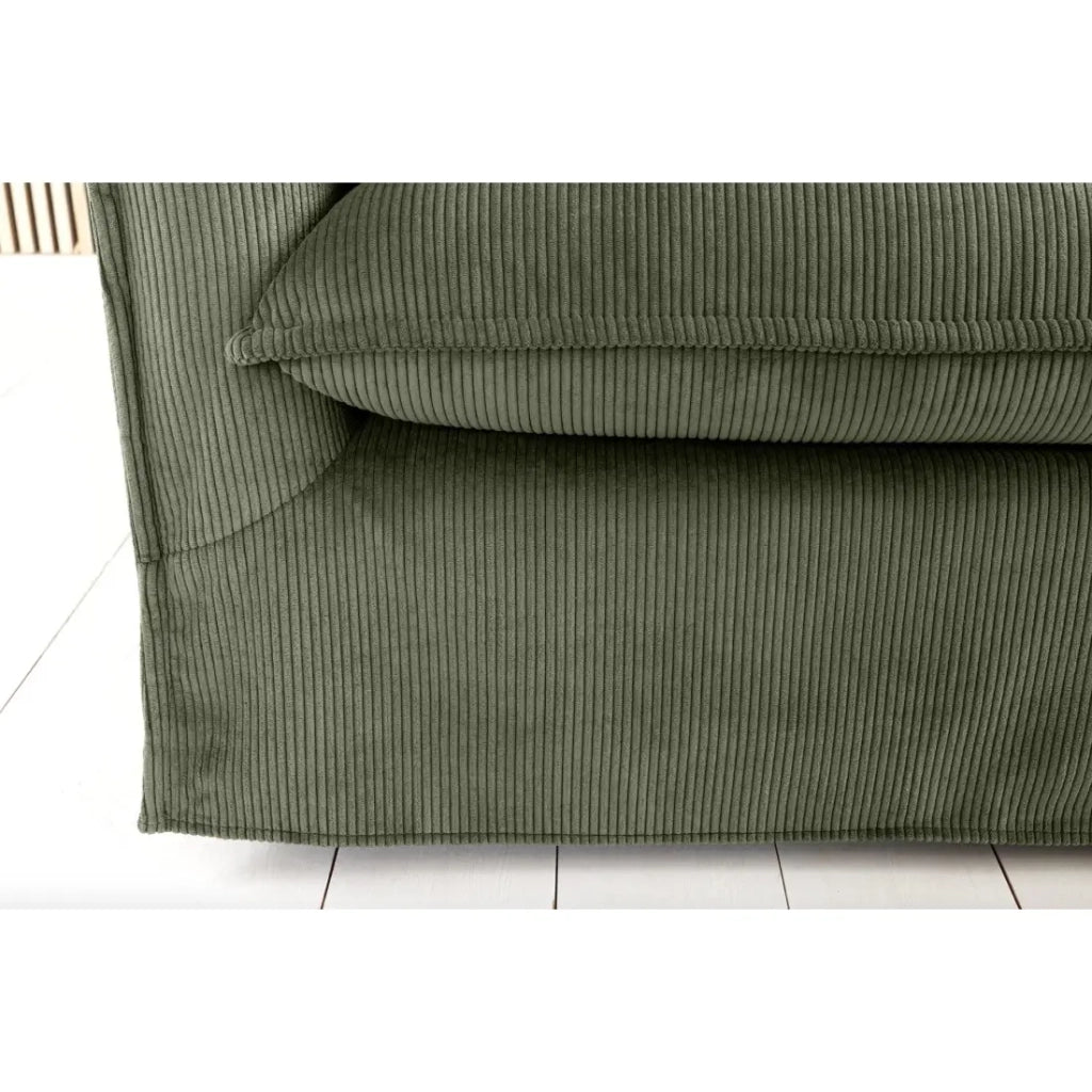 Divano dritto KALIA – Tessuto costolato verde scuro – 3 posti – Stile contemporaneo