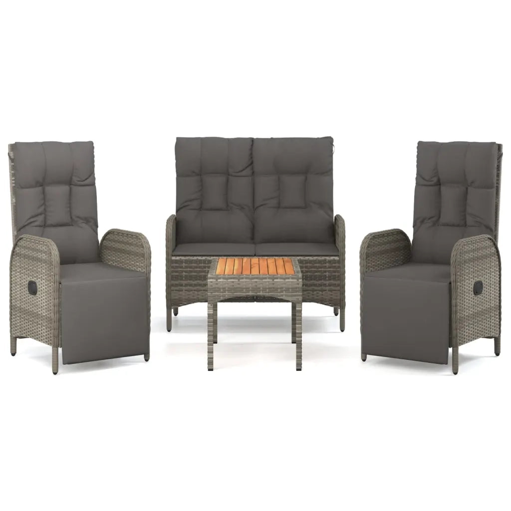 Set da Pranzo da Giardino 4 pz con Cuscini in Polyrattan Grigio 3185085