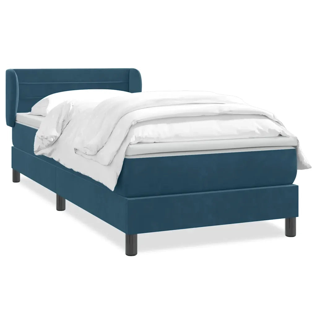 Giroletto a Molle con Materasso Blu Scuro 80x220 cm Velluto 3317635