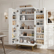 Credenza contenitore con 2 ripiani regolabili e vani nella porta, per cucina e sala da pranzo, bianca 60 × 40 × 130 cm