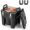 30 L Contenitore Termico Portatile per cibi e bevande, contenitore per alimenti in Acciaio Inox con 2 Maniglie e 4 Ruote, Thermos per Alimenti per Catering Campeggio, Nero