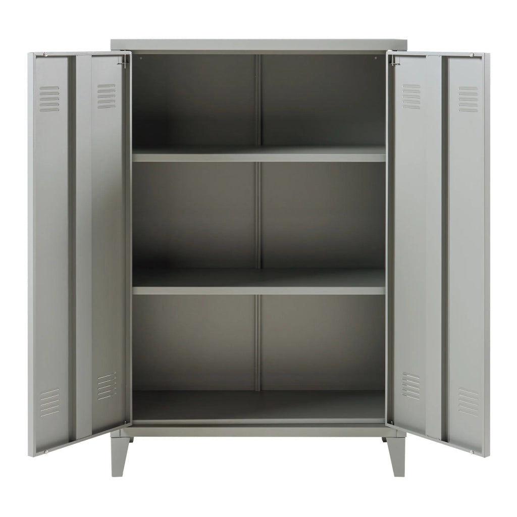 Armadietto da ufficio in metallo con 2 ante 110 x 75 x 33 cm grigio scuro 03_0009180