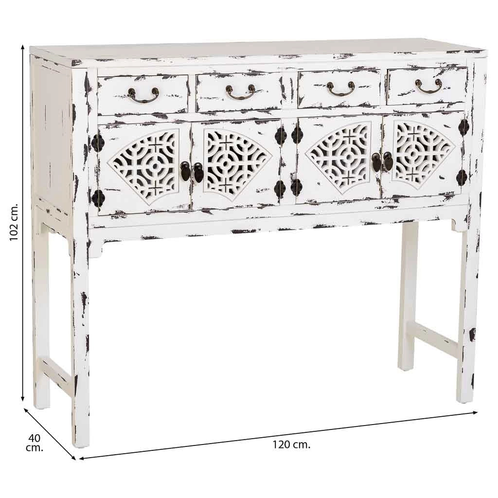 Console in legno laccato bianco 120x40x102h cm