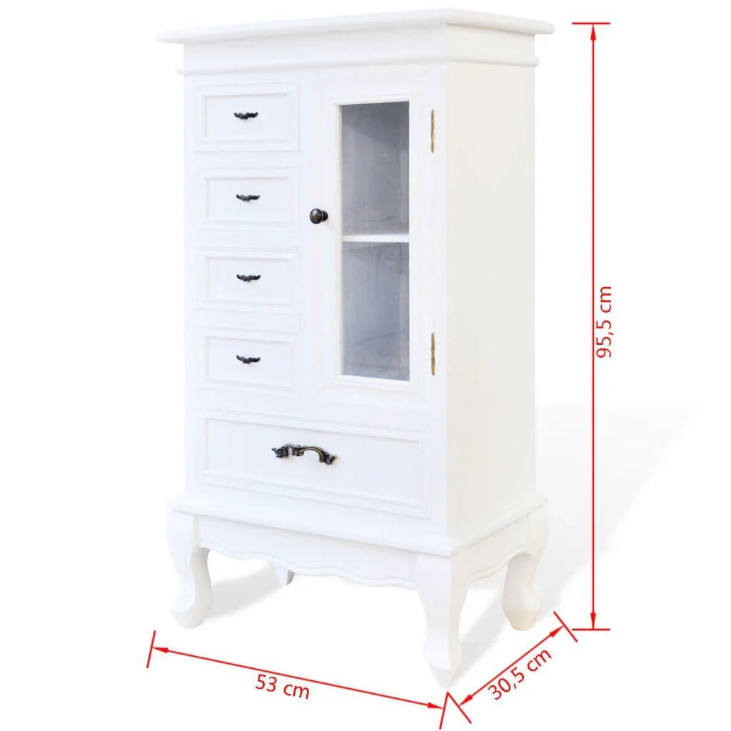 Buffet credenza mobiletto consolle mobile contenitore con 5 cassetti e 2 ripiani bianco 4402197