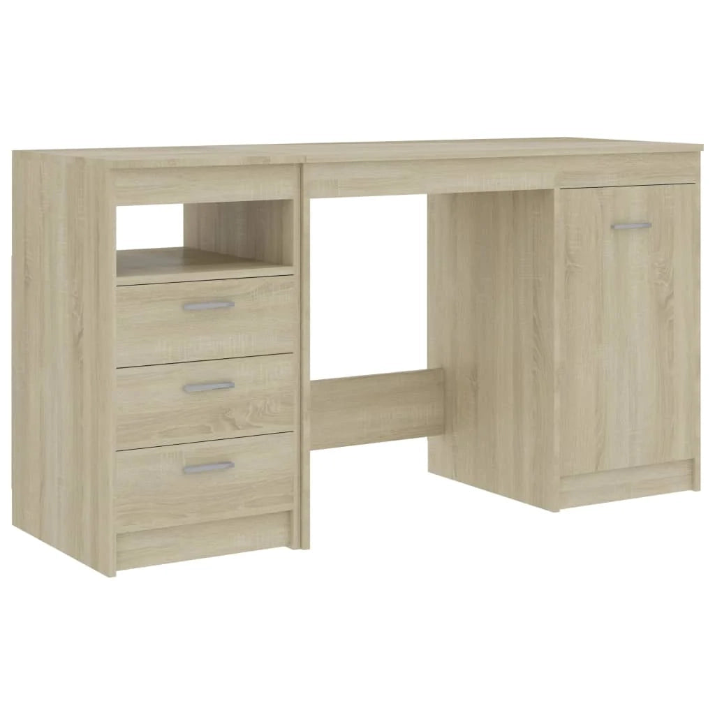 Scrivania tavolo postazione di lavoro mobile per computer studio rovere Sonoma 140 x 50 x 76 cm legno ingegnerizzato marrone 02_0023655